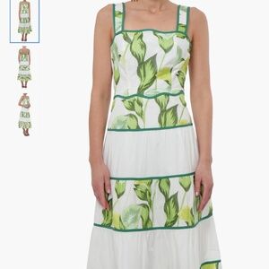 Adelyn Rae Floral Colorblock Tiered Cotton Midi Dress, size L, $189